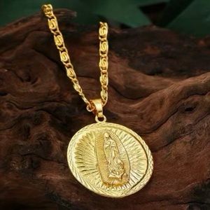 925 silver gold plated religious necklace